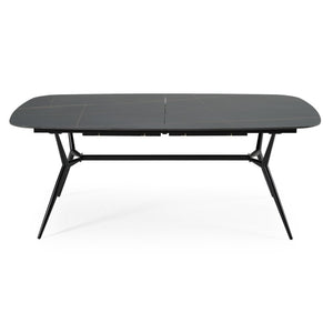 VIG Furniture Suzie Extendable Dining Table With Black Ash Ceramic Top & Matte Iron Base, Seats 6–8, Modern VGDW3013-08