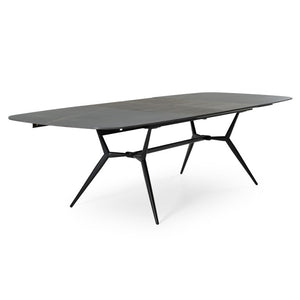 VIG Furniture Suzie Extendable Dining Table With Black Ash Ceramic Top & Matte Iron Base, Seats 6–8, Modern VGDW3013-08