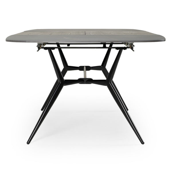 VIG Furniture Suzie Extendable Dining Table With Black Ash Ceramic Top & Matte Iron Base, Seats 6–8, Modern VGDW3013-08