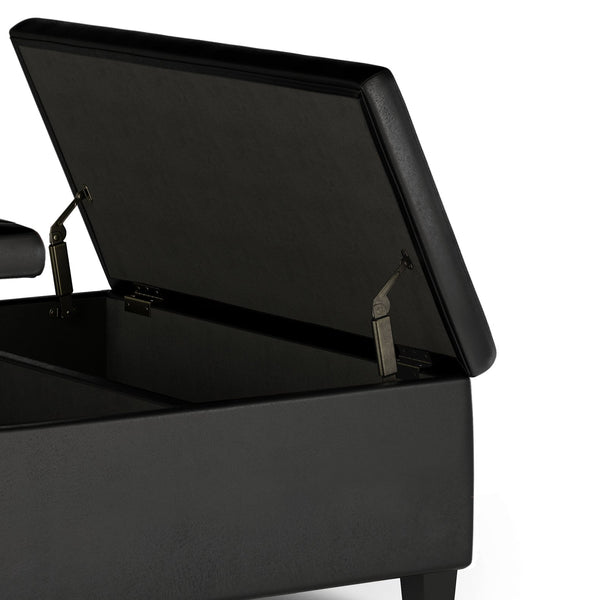 English Elm Ellis Coffee Table Storage Ottoman - Versatile Distressed Black Faux Leather For Modern Living Spaces B136P159158