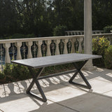 Christopher Knight Home® - Noble House - Rolando Outdoor Grey Aluminum Dining Table With Black Steel Frame