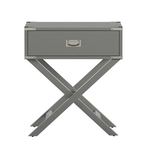 Homelegance By Top-Line Spencer X-Base Wood Accent Campaign Table Grey Wood