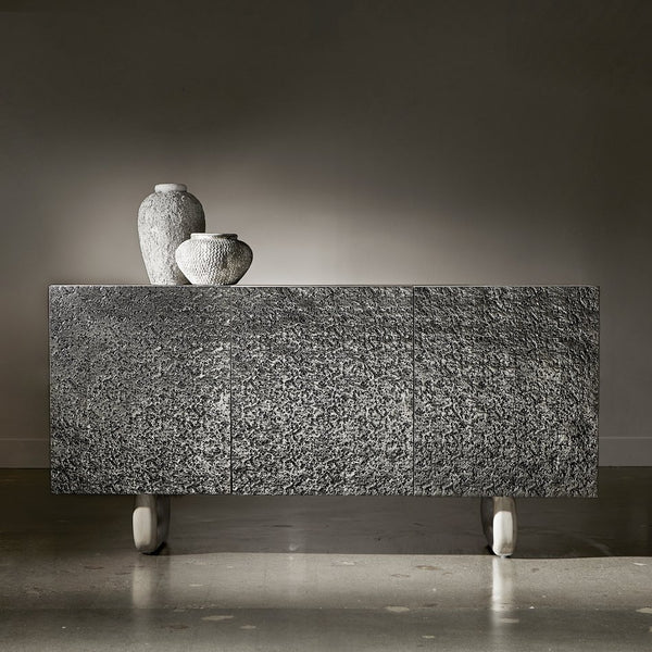 Bernhardt Bernhardt Sereno Buffet - Rustic-Modern Walnut & Textured Metal Buffet With Faux Stone Legs, 68" 329136