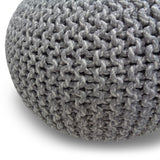 Hearth and Haven Etherealis Multi-functional Round Pouf with Hand Knitted Cotton B136P159335 Grey