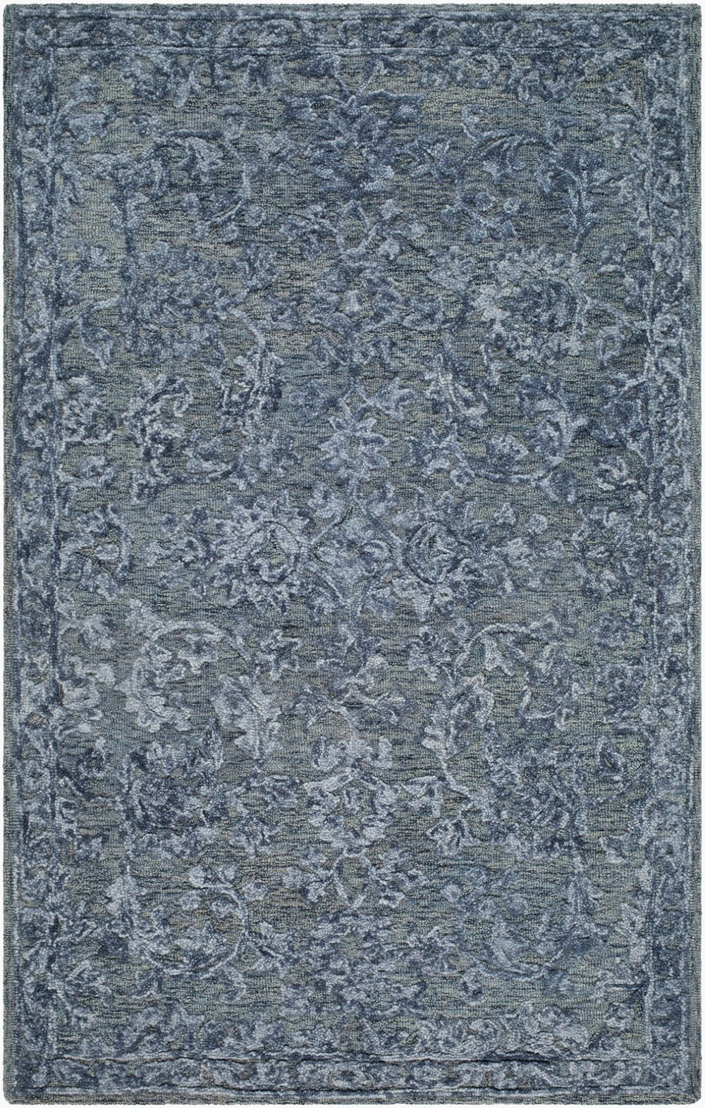Livabliss Shiv Classics Hand Tufted Wool Area Rug Traditional Artisan Craft for Living Room Slate Blue, Ste 9' x 12' SVC2301-912