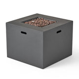 Christopher Knight Home® Noble House Outdoor Patio 24.5" H X 31.25" W Square Gas Burning Concrete Fire Pit  - 40, 000 Btu, Dark Grey