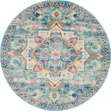 Nourison Passion PSN25 Machine Made Power-loomed Ornamental Border Indoor Only Bohemian Vintage Rug Ivory,Light Blue, Ivory,Light Blue 100% Polypropylene 99446748010