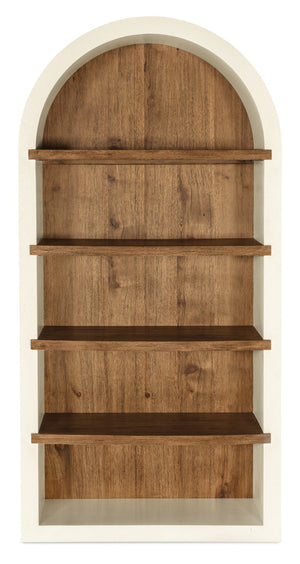Hooker Furniture Big Sky Tahoe Etagere Rustic Avalanche White & Vintage Natural Hickory Shelves, Adjustable Storage 6700-50005-02