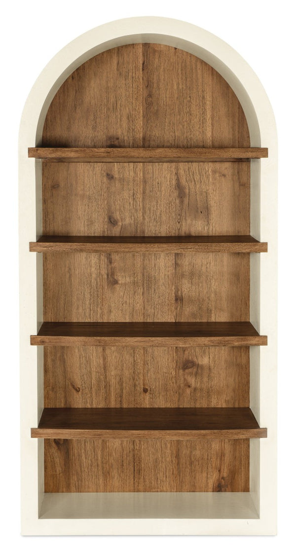 Hooker Furniture Big Sky Tahoe Etagere Rustic Avalanche White & Vintage Natural Hickory Shelves, Adjustable Storage 6700-50005-02