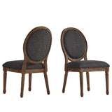 Homelegance By Top-Line Mayer Round Linen and Wood Dining Chairs (Set of 2) Dark Grey Rubberwood