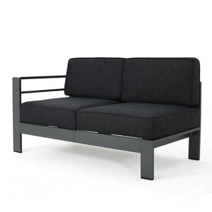 English Elm Cape Coral Outdoor Sectional Sofa Set with Aluminum Frame and Glass Top Coffee Table 57589.00GRY