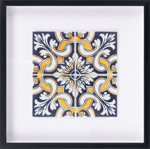 Surya Sevilla Framed Art 20"H X 20"W - Elegant Global-inspired Designs For Eclectic Home Décor Charm! Main, Blue,Frame, ,Matting, White Wood,Polystyrene Svl001-2020