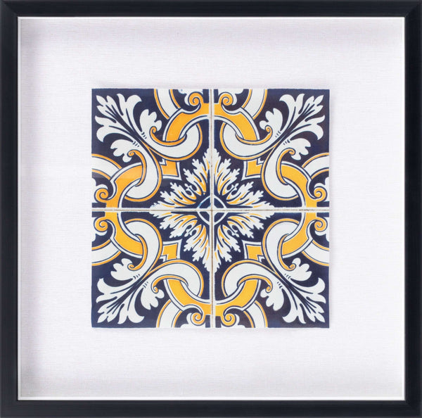 Surya Sevilla Framed Art 20"H X 20"W - Elegant Global-inspired Designs For Eclectic Home Décor Charm! Main, Blue,Frame, ,Matting, White Wood,Polystyrene Svl001-2020