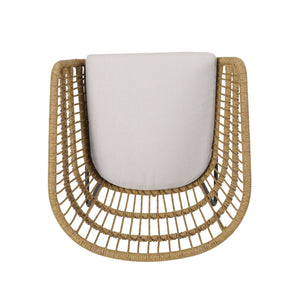 English Elm Christopher Knight Home® - TERRY Light Brown PE Rattan Dining Chairs Set of 2 with Water-Resistant Cushions, Tub Sled Legs Design 72043.00LBGE