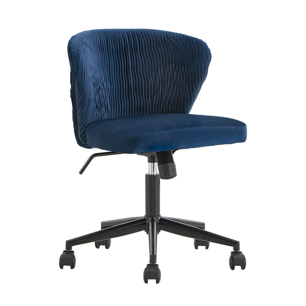 Homelegance By Top-Line Edoardo Curved Back Velvet Wave Pattern Office Chair Blue Velvet