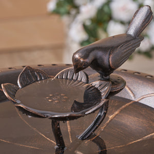 English Elm Christopher Knight Home® - Outdoor Aluminum and Iron Bird Bath Antique Bronze Finish — Rust‑Proof Cast Aluminum Basin, Cast Iron Base, Handcrafted Detail, 33.5" Height 64411.00COP