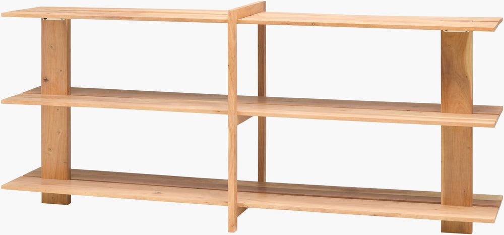 Surya Severo 33"H X 79"W Acacia Bookcase - Stylish Minimalist Design For Modern Home Organization Top, Brown,Base, Brown Mango Wood,Mango Wood Svro003-337918