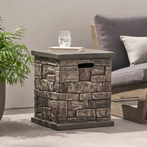 English Elm Mgo Faux Stone Propane Tank Holder Doubles as Outdoor Patio Side Table 63693.00