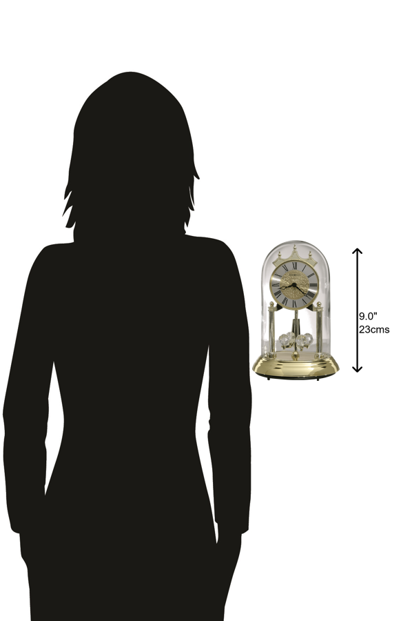 Hekman Furniture 645690 Christina Tabletop Clock - Elegant 9-inch Glass Dome With Pendulum & Crystals For Home Decor Polished Brass Christina Tabletop Clock 645690