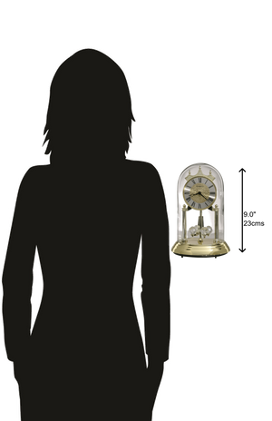 Hekman Furniture 645690 Christina Tabletop Clock - Elegant 9-inch Glass Dome With Pendulum & Crystals For Home Decor Polished Brass Christina Tabletop Clock 645690