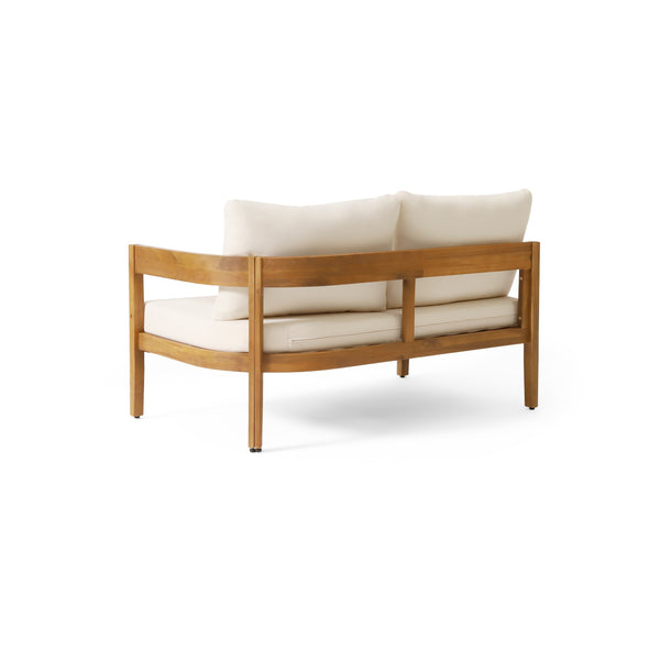 English Elm Brooklyn Outdoor Acacia Hardwood Modular Sectional Sofa with Tuxedo Curved Slat Design 73147.00BGE