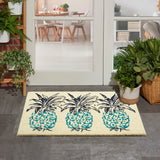 Nourison WaverlyWav17 Greetings WGT25 Machine Made Tufted  Indoor/Outdoor   Rug Aqua, Aqua 100% Coir 99446324580