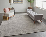 Feizy Rugs Whitton Viscose/Wool Hand Tufted Industrial Rug Gray/Tan/Ivory 10' x 14'