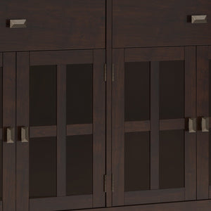 English Elm Artisan Solid Wood Large 4-Door Sideboard Buffet In Distressed Chestnut For Stylish Storage Solutions B136P158429