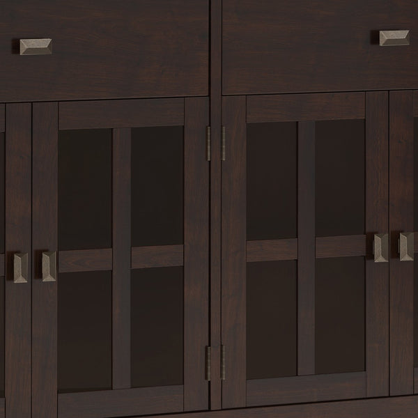 English Elm Artisan Solid Wood Large 4-Door Sideboard Buffet In Distressed Chestnut For Stylish Storage Solutions B136P158429