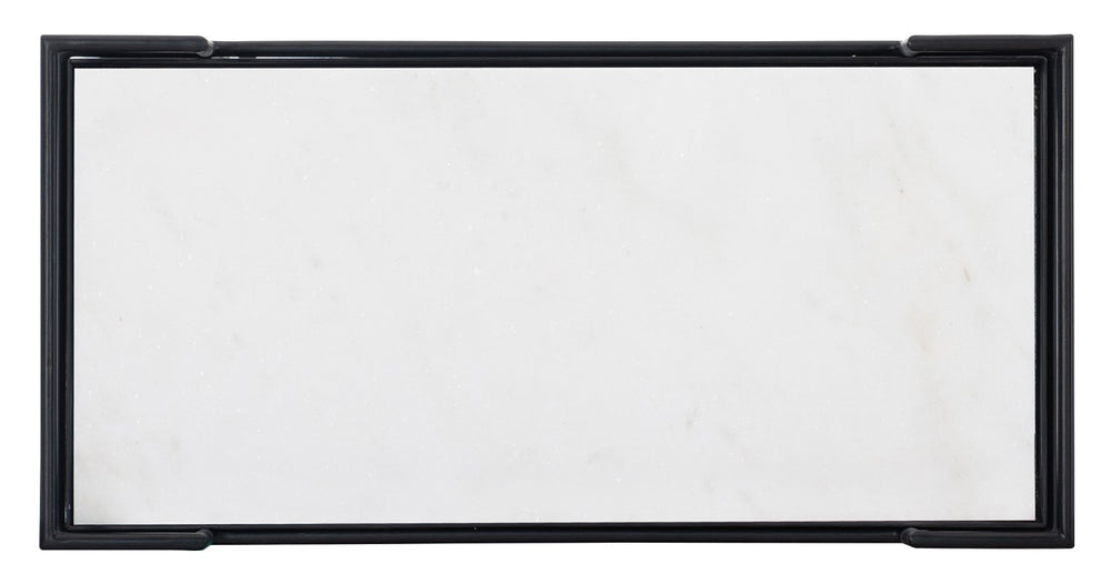 Hooker Furniture Commerce Bar Cart With Stone Inlay & Matte Black Frame, Mobile Serving Trolley With Casters, Rails - Compact Industrial Accent 7228-50645-99