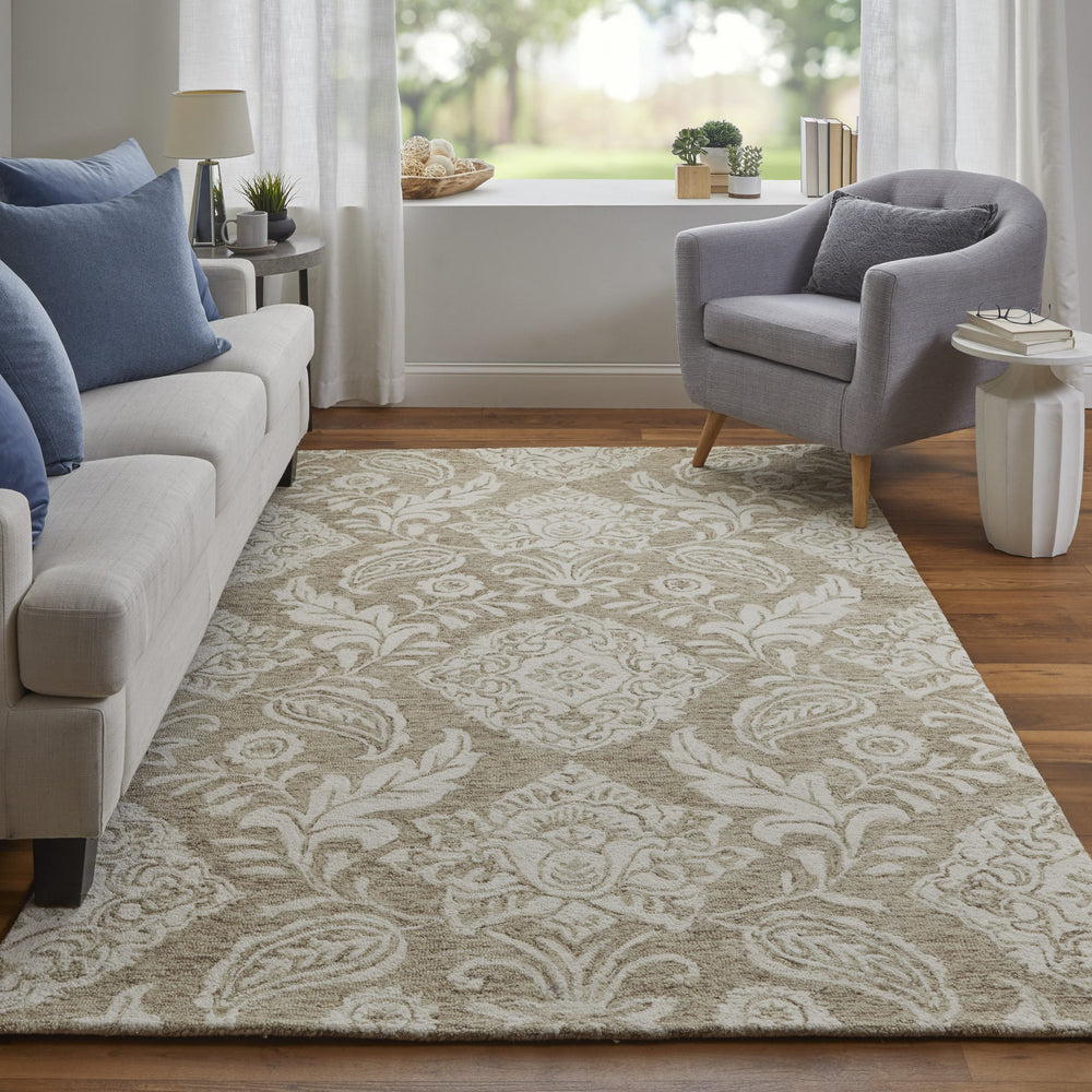 Feizy Rugs Belfort Hand-tufted Wool Rug - Elegant Transitional Design With Timeless Motifs For Any Space Tan,Ivory Wool 8698776ftpeivyf00