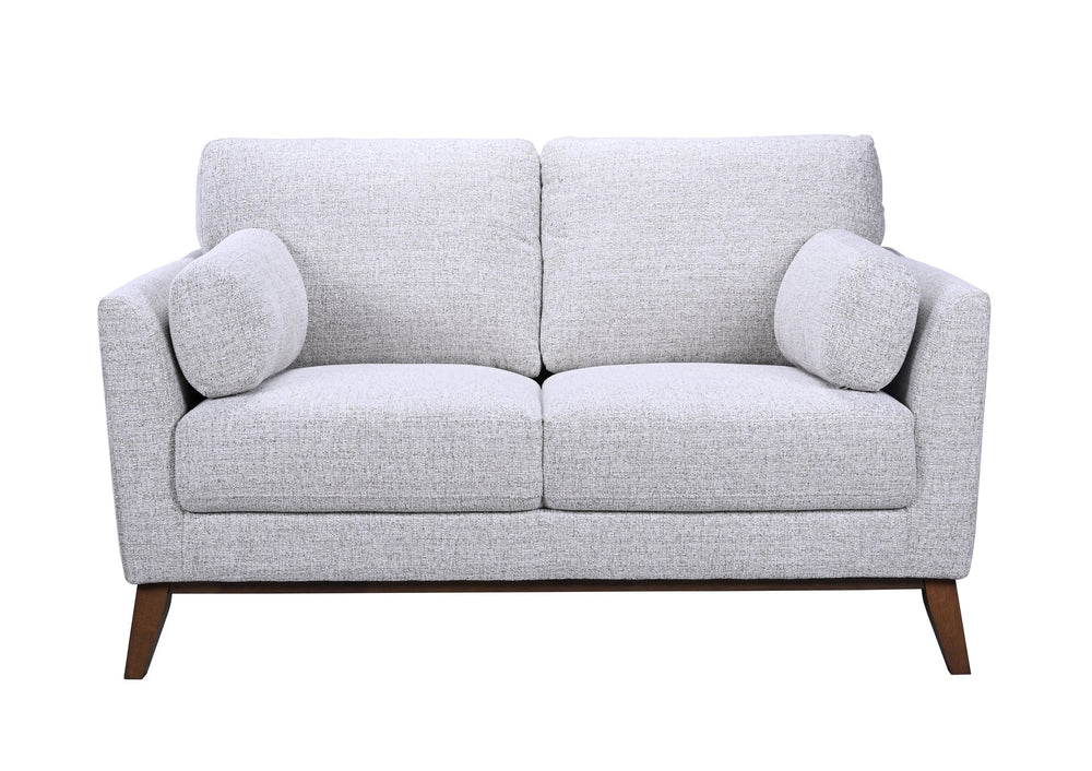 Porter Designs Porter Flanders Upholstered Loveseat In Light Gray Chenille – Modern Comfort With Elegant Wood Trim Gray Fabric 01-216-02-5091