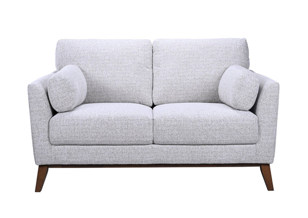 Porter Designs Porter Flanders Upholstered Loveseat In Light Gray Chenille – Modern Comfort With Elegant Wood Trim Gray Fabric 01-216-02-5091