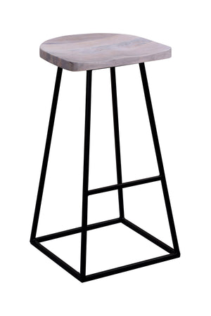 Porter Designs Clement Solid Acacia Wood Bar Stool With Sleek Design And Comfortable Scooped Seat White Wood 07-196-11-2096