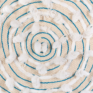 Surya Snow Collection 16” Ottoman - Durable Cotton & Wood Design For Modern Decor, Easy Care, Stylish Charm Upholstery, Bright Blue Cotton,Mango Wood,Polyurethane Foam Swn-001