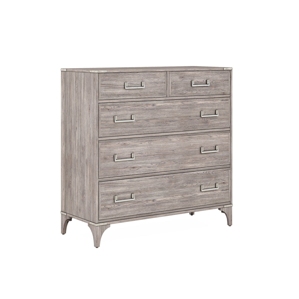 A.R.T. Furniture Sojourn Transitional Dresser With 5 Soft-close Cedar-lined Drawers And Adjustable Metal Legs Gray Ash Solids,Knotty Oak Veneers,Metal 316132-2311