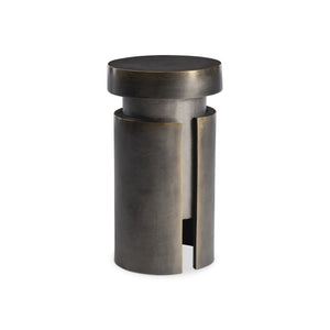 Bernhardt Avi Blackened Brass Accent Table with Cast-Aluminum Core — Industrial-Modern Sculptural Side Piece 347423
