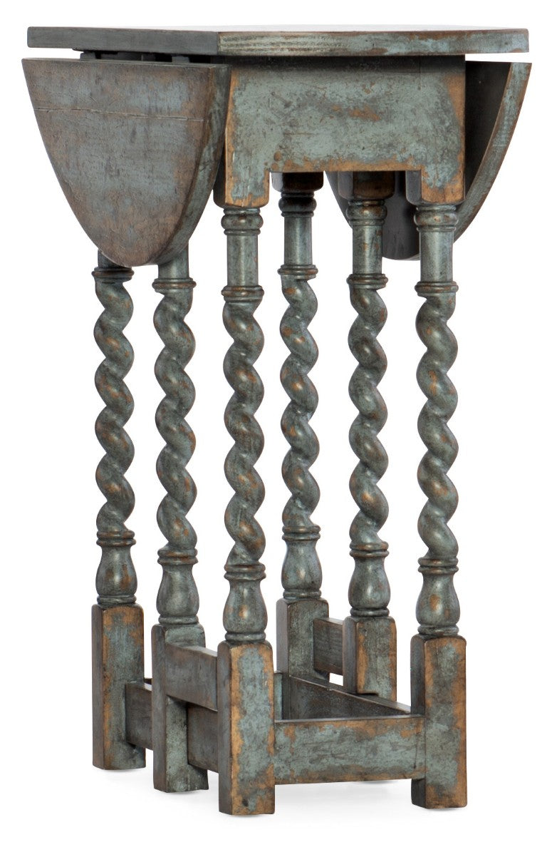 Hooker Furniture La Prause Gate Leg Round Table In Blue Bonnet Finish — Heirloom Charm, Drop Leaves, Turned Base, Versatile Elegance 6960-50006-45