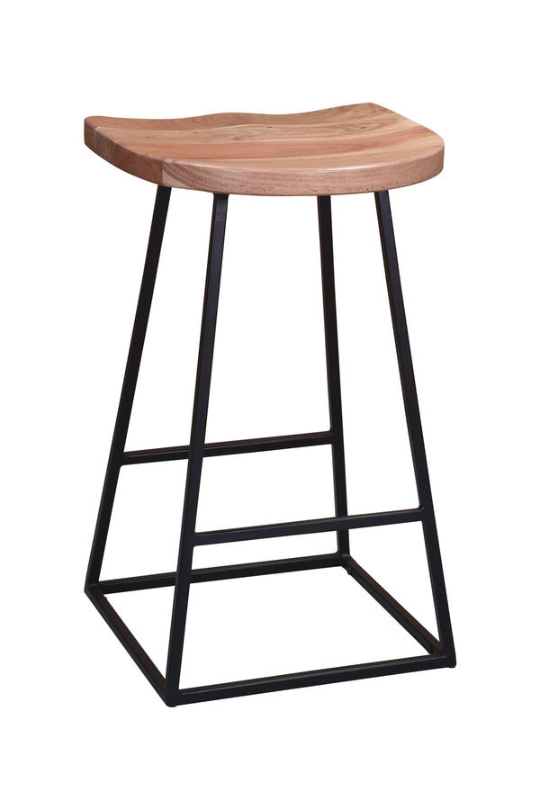 Porter Designs Clement Solid Acacia Wood Bar Stool With Sleek Lines And Comfortable Scooped Seat Natural Wood 07-196-10-2097