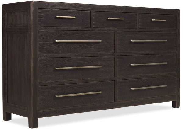 Hooker Furniture Driftwood Nine-Drawer Dresser With Cedar-Lined Bottom Drawers, Removable Jewelry Tray, Oak Solids Blacks 6820-90201-99