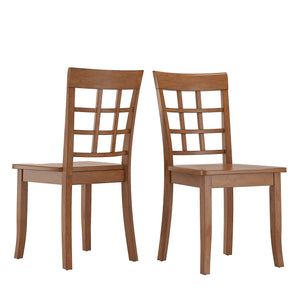 Homelegance By Top-Line Lorren Window Back Wood Dining Chairs (Set of 2) Natural Rubberwood