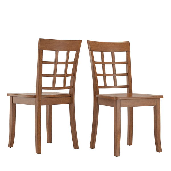 Homelegance By Top-Line Lorren Window Back Wood Dining Chairs (Set of 2) Natural Rubberwood