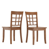 Homelegance By Top-Line Lorren Window Back Wood Dining Chairs (Set of 2) Natural Rubberwood