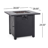 Christopher Knight Home® - Noble House - Elwick Outdoor 40,000 Btu Iron Square Fire Pit, Black