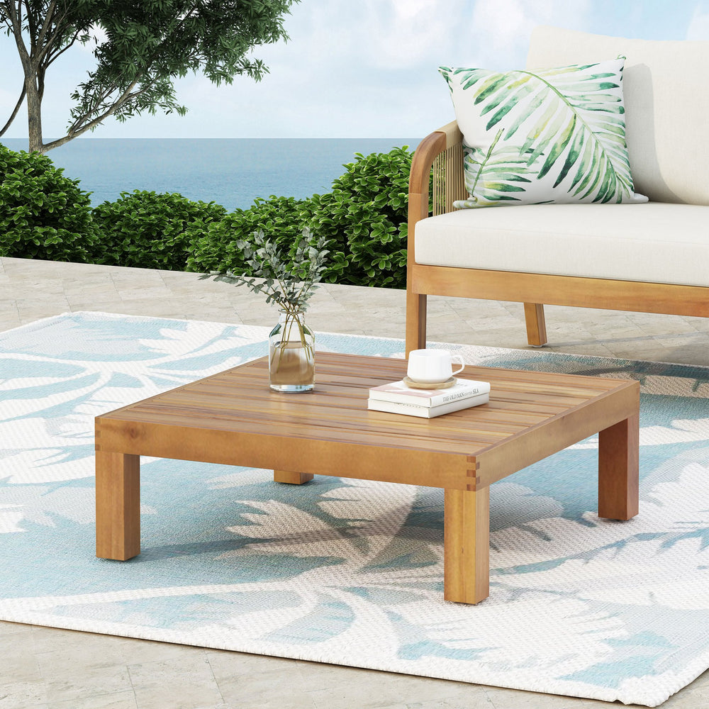 English Elm Oana/brava Solid Acacia Outdoor Coffee Table Square Slat Top Patio Deck Lounge 64496.00