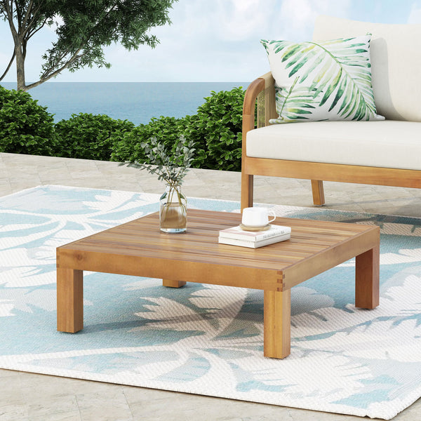 English Elm Oana/brava Solid Acacia Outdoor Coffee Table Square Slat Top Patio Deck Lounge 64496.00