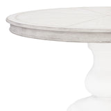 Higgins Street Round Dining Table with an Urn Shaped Pedestal Base Brown with Fresh Milk Finish P349-DR-K1 Pulaski Furniture