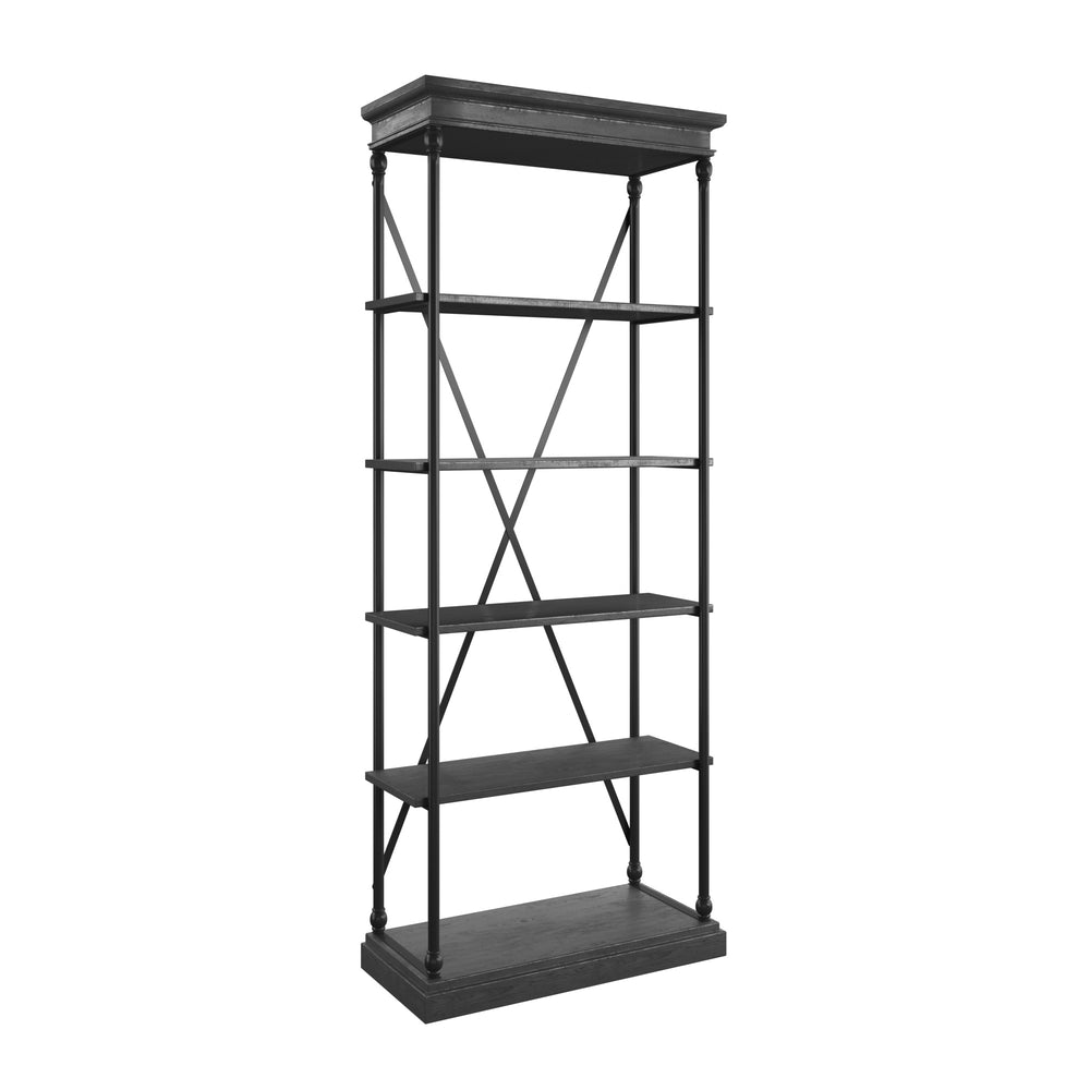 Homelegance By Top-Line Miranda Cornice Etagere Bookcase Black Wood