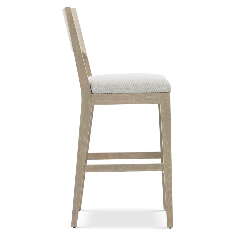 Bernhardt Bernhardt Solaria Bar Stool With Dune Ash Frame, Upholstered Slip Seat & Shiny Nickel Kick Plate 310588