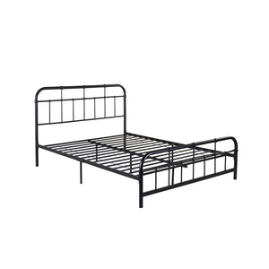 English Elm Queen Iron Platform Bed Pipe Style Frame No Box Spring Needed Industrial Loft Bedroom Black 64072.00FBLK-Q